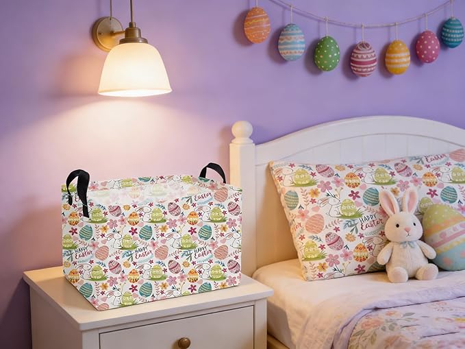 Essme Rectangular Easter Basket,Kids Baskets Empty with Handles,Cute Baskets for Kids Room Decor,Boys and Girls, Gift Basket