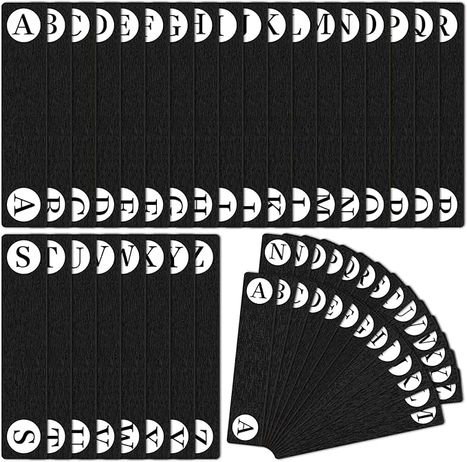 26 Pcs Library Alphabet Book Dividers Wooden Vinyl Record Organizer Separators 26 Alphabetical A-z Dividers Bookshelf Markers for Shelves Cds, Albums, Books (Black)