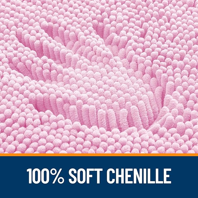 OLANLY Large Bathroom Rugs 70x46, Extra Soft Absorbent Chenille Bath Rugs, Rubber Backing Quick Dry, Machine Washable Bath Mats for Bathroom Floor, Tub and Shower, Home Decor Accessories, Pink
