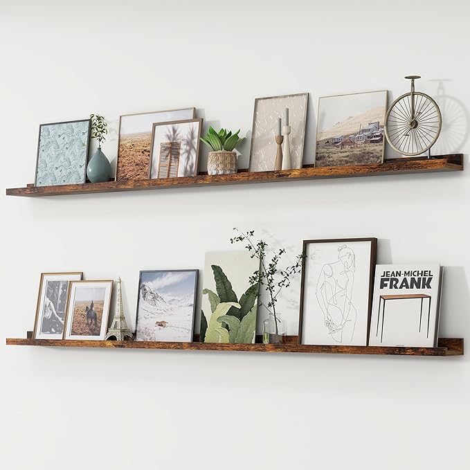 Picture Ledge Shelf, Floating Shelves Set of 2, 72 Inches Long Large Nursery Book Shelves for Toys Storage, Kids Bookshelf Wall Mounted for Living Room Bedroom Decor Books Photo Frames