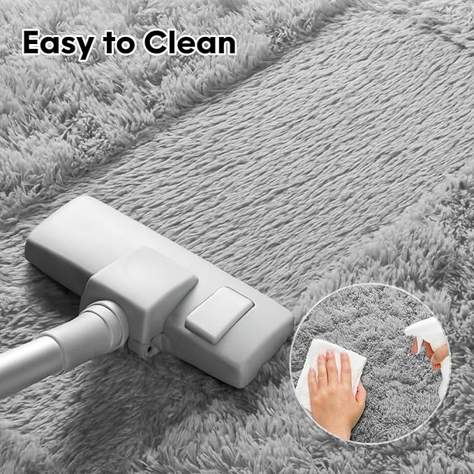 8x10 Area Rugs Living Room, Gray Plush Fluffy Bedroom Rugs, Non-Slip Upgraded Indoor Thick Soft Rug, Modern Plush Carpet Suitable for Kids Home Decor Aesthetics Dorm.
