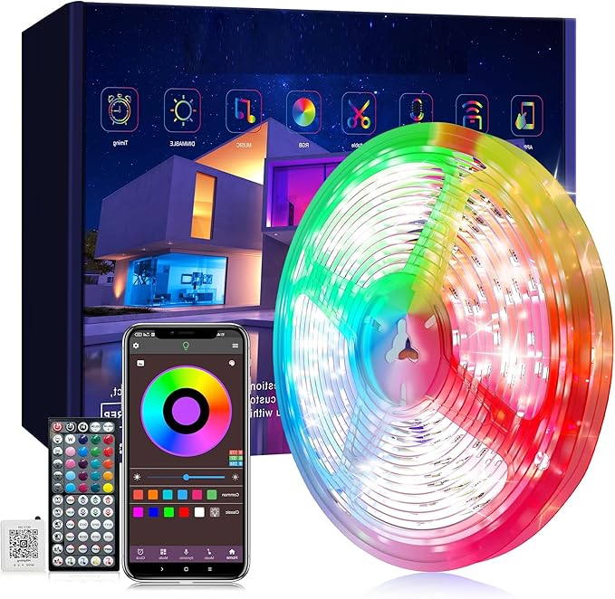 Ledagic Led Lights for Bedroom 50 ft, Color Changing Led Strip Lights with App & Remote Control, Dimmable RGB Music Sync Lights for Bedroom with Timer, Ideal for Party, Home Decoration, Gaming