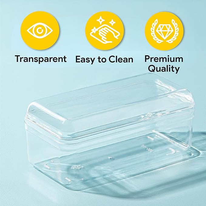 Hammont Rectangle Acrylic Box - Shelf Organizer Bins - Clear Storage Containers - Bathroom Storage | Acrylic Makeup & Jewelry Box with Lid | 6”x3”x2.5” (4 Pack)