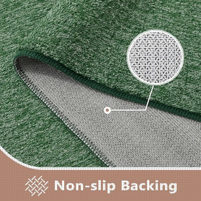 FinRèc 4x6 Washable Area Rugs for Bedroom Living Room, Low Pile Thin Rug Solid Color, Non-Slip Carpet Indoor for Home Decor (Green/White)