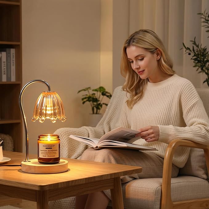Candle Warmer Lamp with Timer Dimmer, Flower Candle Lamp Birthday Gifts for Women, Mom, House Warming Gifts Wax Melt Warmer for Jar Candles with 2 Bulbs