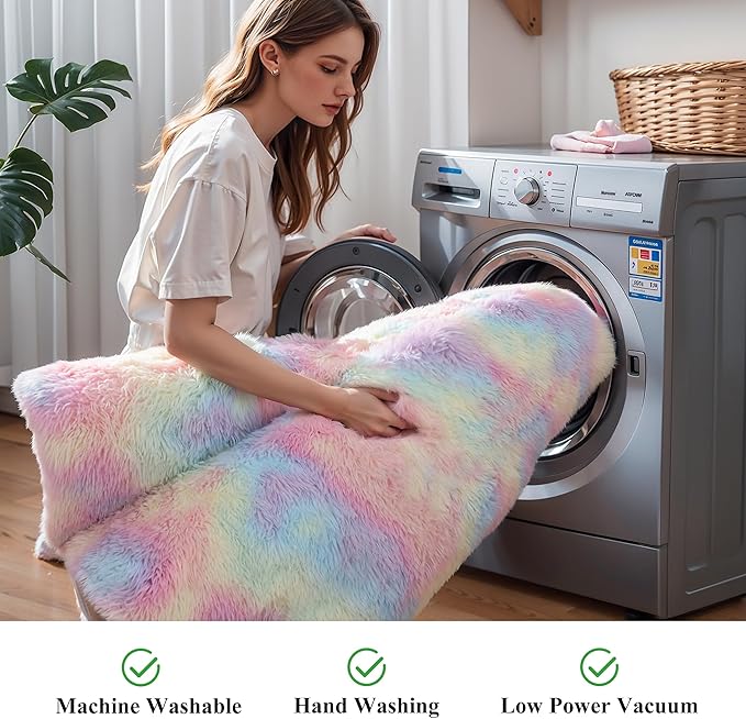 6x9 Rainbow Shaggy Kids Unicorn Rug for Girls Bedroom, Fluffy Fuzzy Soft Plush Pastel Large Area Rugs for Living Room,Washable Non Slip Nursery Boys Dorm Room Carpets