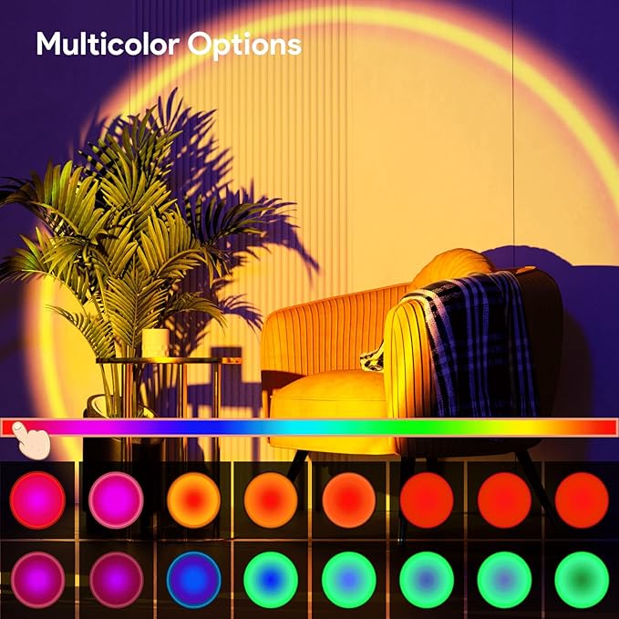 Bavcieu Sunset Lamp Projection Led Lights with Remote, Multicolor Night Light 360° Rotation Rainbow Lights 4 Modes Setting for Photography/Selfie/Party/Home/Living Room/Bedroom Decor, Gifts for Women