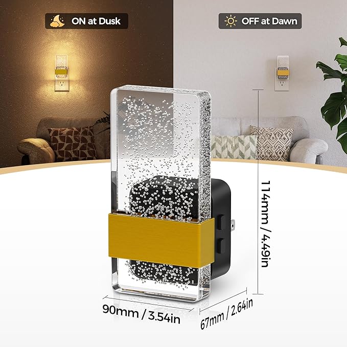 DORESshop LED Night Lights Plug into Wall, [2 Pack] 3 Level Dimmable Night Light, Bubble Decorative Nightlight, Dusk to Dawn Sensor, Wall Sconce-Style Design Nightlights for Bathroom, Hallway, 3CCT