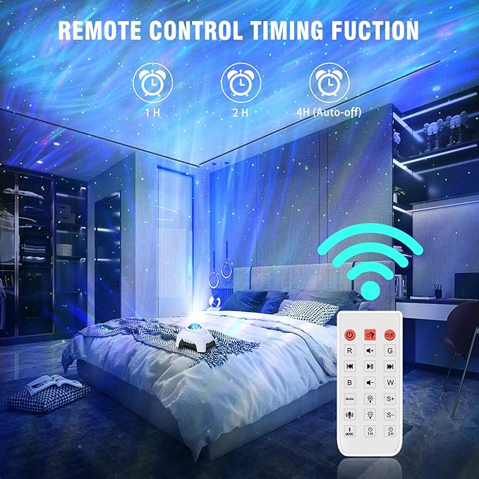 Star Projector, Vinwark Galaxy Projector, Northern Lights Aurora Projector for Bedroom with Music Bluetooth Speaker and White Noise, Starry Night Light Projectors for Kids Adults