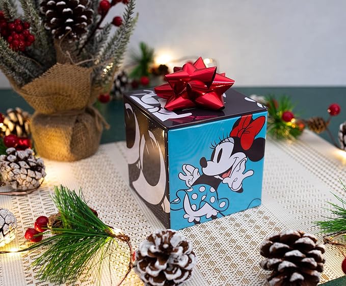Ukonic Disney All Eyes on Minnie Mouse 4-Inch Tin Storage Box Cube Organizer with Lid | Basket Container, Cubby Cube Closet Organizer, Home Decor Playroom Accessories | Cute Gifts And Collectibles