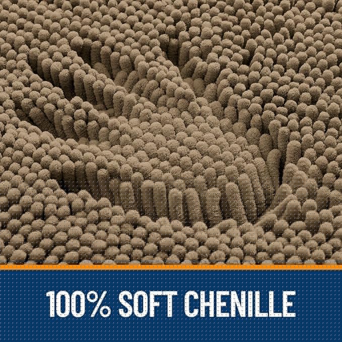 OLANLY Large Bathroom Rugs 40x24, Extra Soft Absorbent Chenille Bath Rugs, Rubber Backing Quick Dry, Machine Washable Bath Mats for Bathroom Floor, Tub and Shower, Home Decor Accessories, Tan