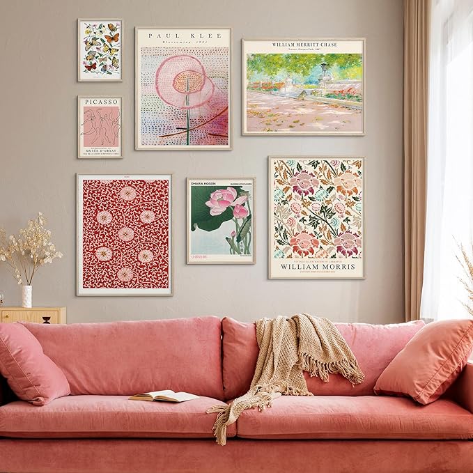 Habseligkeit Flower Posters for Room Aesthetic, Boho Wall Art Prints, Unique Vintage Wall Decor Aesthetic Eclectic Home Decor Bedroom Living Room Unframed, Set of 7