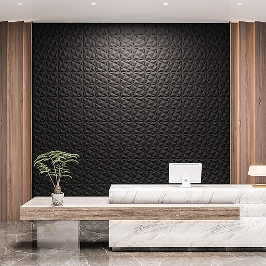 Art3dwallpanels 20 Pack 3D Wall Panels for Interior Wall Decor, 12''x12'' White Accent Diamond Panels for Gaming Room Bedroom TV Background, Black