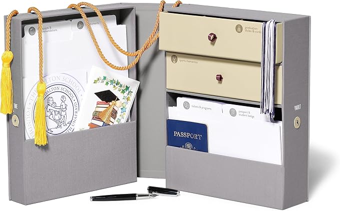 Personalizable Life Essentials & Graduate Keepsake Organizer | Keep High School and College Graduation Memorabilia Organized and Safe in One Convenient Home with this Gift for Students and Grads