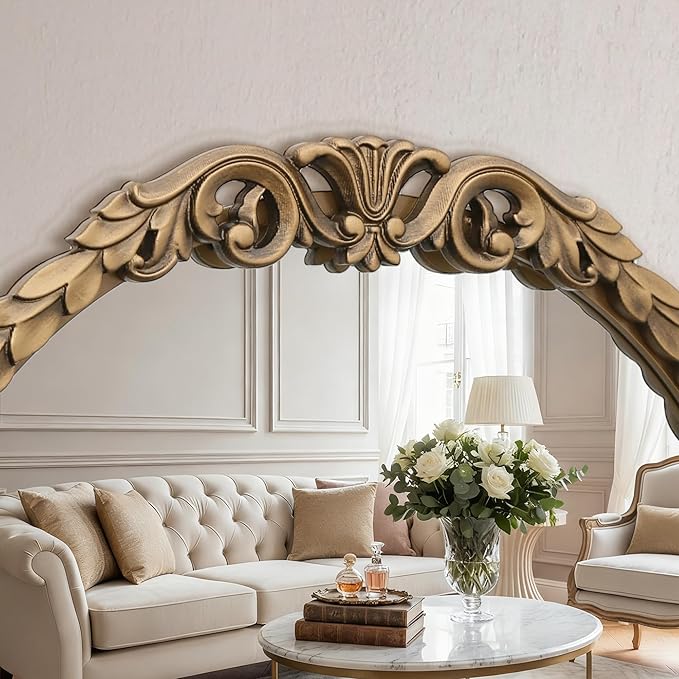 Besdomus Vintage Full Length Mirror: 56"x 21" Large Gold Floor Mirror - Traditional Ornate Baroque Antique Body Mirrors for Bedroom/Cloakroom/Entryway/Hallway/Wall - Home Decor for Living Room
