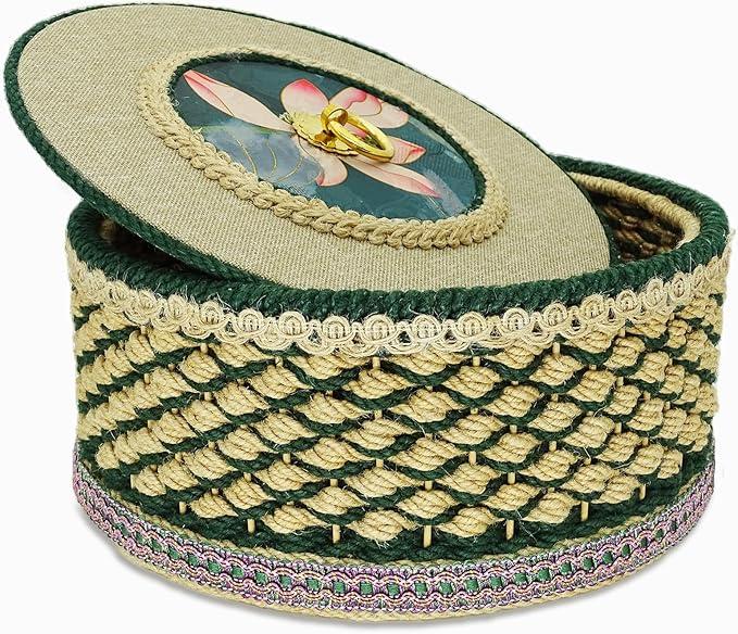 Zenpeace Wicker Basket, Round with Lid，Suitable For Hand-Woven Basket In Bedrooms, Kitchens, Bathrooms and Living Rooms, for Organizing and Decorating Projects, Storage Clothes and Various Items