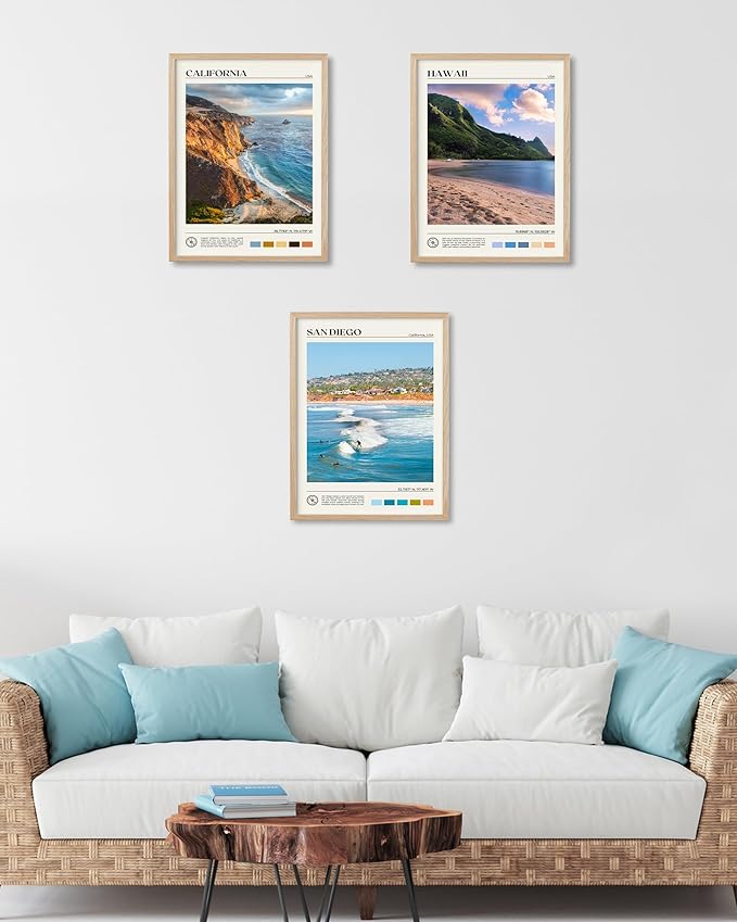 HesenDot Natural OAK Wood Hawaii Framed Wall Art,12x16in Makana Mountain Natural Scenery Canvas Wall Print,Classic Urban City Landmark Wall Decor for Living Room,Bedroom,Office Gallery Gifts Set of 1