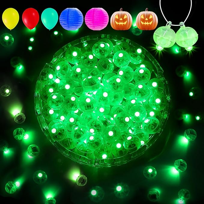 Aogist 200Pcs Green Balloon Lights with Hook,Long Standby Time,Waterproof Mini Light for Birthday Party Wedding Christmas Halloween Easter Decorative (Flash)