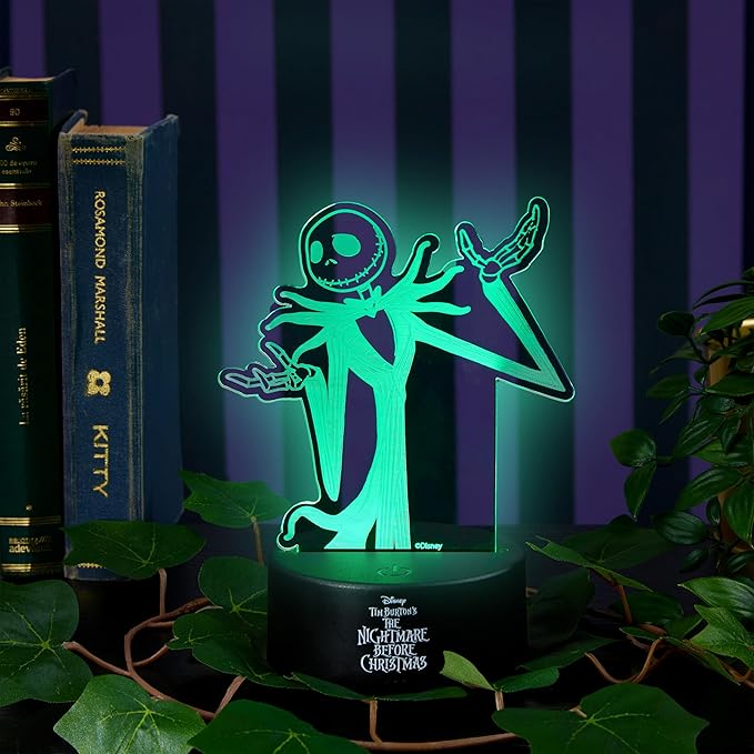 Get Trend Disney The Nightmare Before Christmas LED Table Lamp, Desk Lamp, Remote Control Night Light 4 Light Modes, USB Battery Power, Gifts for Boys (Multi Jack Skellington)