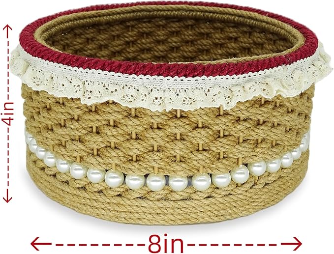 Zenpeace Wicker Small Round Basket, Suitable For Hand-Woven Basket In Bedrooms, Kitchens, Bathrooms and Living Rooms, for Organizing and Decorating Projects, Storage Various Items and Keys