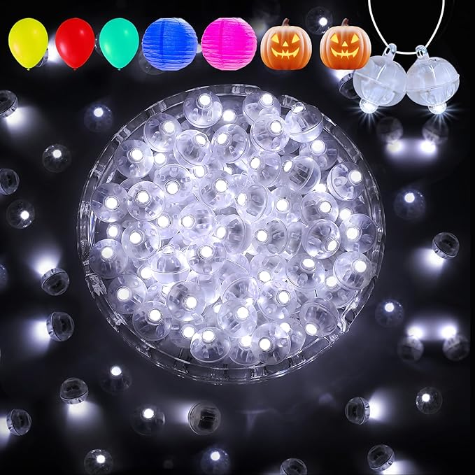 Aogist 200Pcs White Balloon Lights with Hook,Long Standby Time,Waterproof Mini Light for Birthday Party Wedding Christmas Halloween Easter Decorative (Flash)