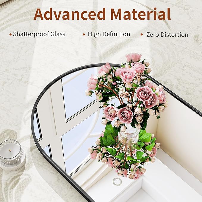 71"x26" Arched Mirror Full Length, Standing Floor Mirror, Wall Mounted Mirror with Aluminum Frame - for Standing, Leaning or Hanging, for Living Room Dressing Room, Silver