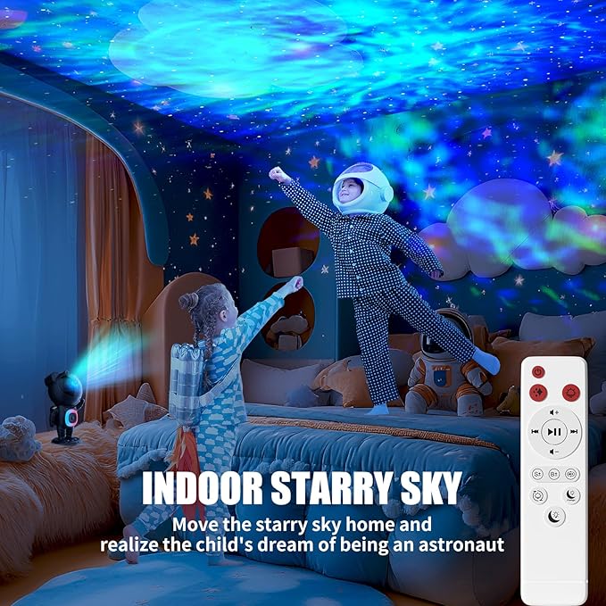 Astronaut Galaxy Projector,Space Projector,with Bluetooth Speaker and Remote Control,360° Adjustable Angle,Spaceman Star Kids Night Light, for Bedroom Ceiling Adult Birthday Valentine's Day (Black)