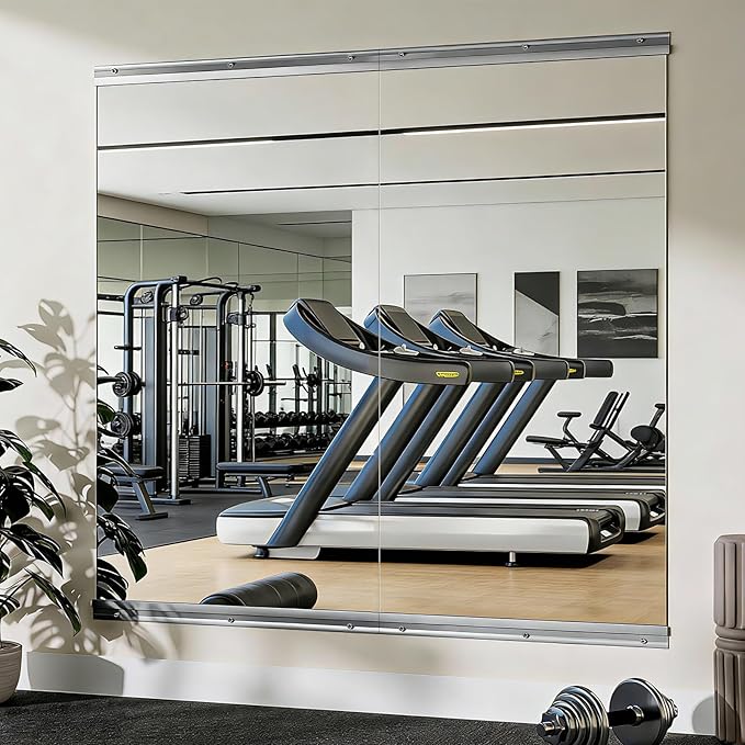 VooBang Home Gym Mirror - 2 PCS 33×60 inches, Large Frameless Wall Mounted Full Length Body Mirror for Dancing Studio, Exercise, Fineness, Yoga, Tempered Glass