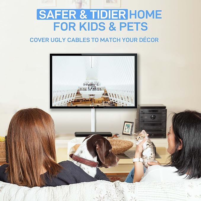 Delamu Cord Hider Wall, Cord Covers for 2-3 Wires, Easy Set up Cable Hider Wire Covers for Cords on Wall, Self-Adhesive Wire Hiders for TV on Wall, Cable Cover Management Kit, W1.0 H0.53in, White