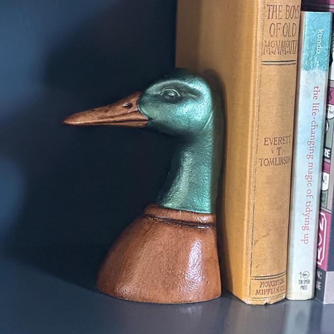 Fox Run Duck Decorative Bookend Set, 100% Iron, 4.25” x 2.9” x 5.73” Heavy Bookends