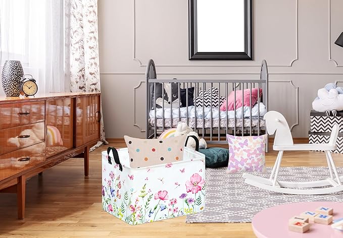 Rectangle Gift Shelf Nursery Storage Basket Laundry Hamper Storage Box and Bins for Home Clothes with Handles