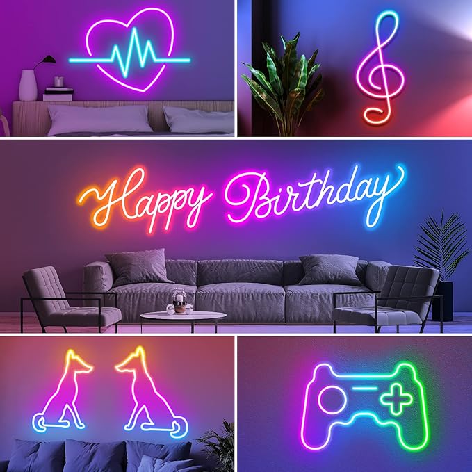 AILBTON 60Ft Neon Rope Lights,Flexible Led Rope Lights Control with App/Remote,Multiple Modes Music Sync Gaming RGB Led Neon Lights for Bedroom Outdoor