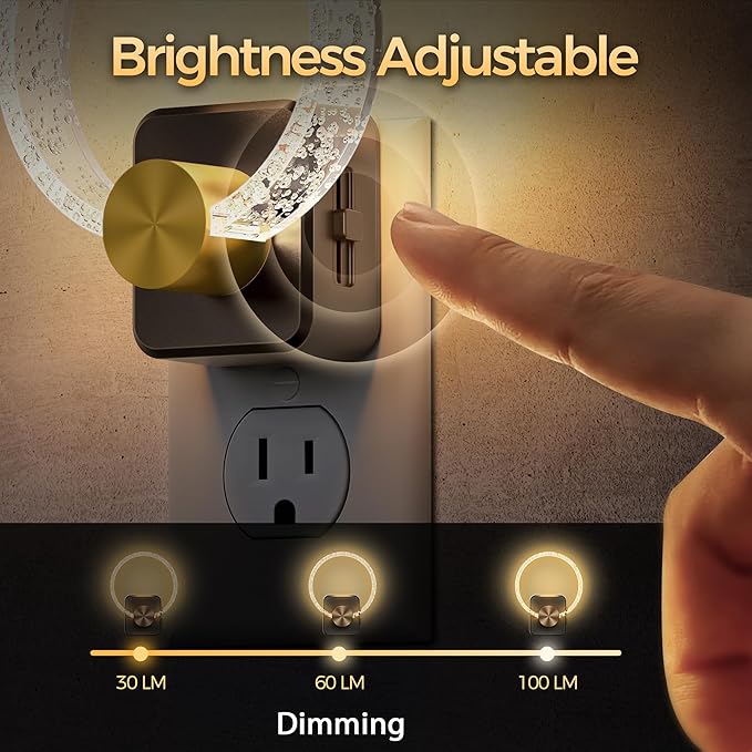 DORESshop LED Night Light, Decorative Night Light Plug Into Wall with Dusk-to-Dawn Sensor, Dimmable Nightlights, Adjustable Brightness for Hallway, Bedroom,Kids Room,Stairway, Soft White