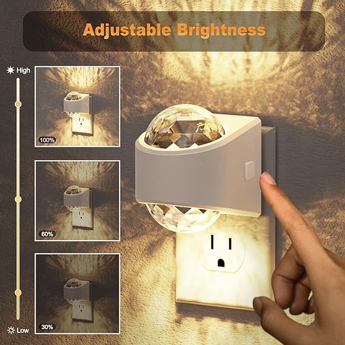 JandCase Night Lights Plug into Wall, 2 Pack 3000K Soft White Star Projector Night Light, Automatic Galaxy Nightlight Plug in with Light Sensor for Bathroom Hallway Room Decor