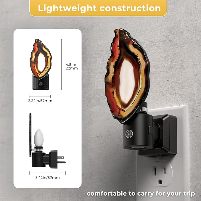 L LOHAS LED Night Light, Night Lights Plug into Wall, Agate Nightlight Rotating 350°, Dimmable Dusk to Dawn Sensor, Healing Stone Agate Decorative Nightlight for Bedroom,Living Room[2 Pack]