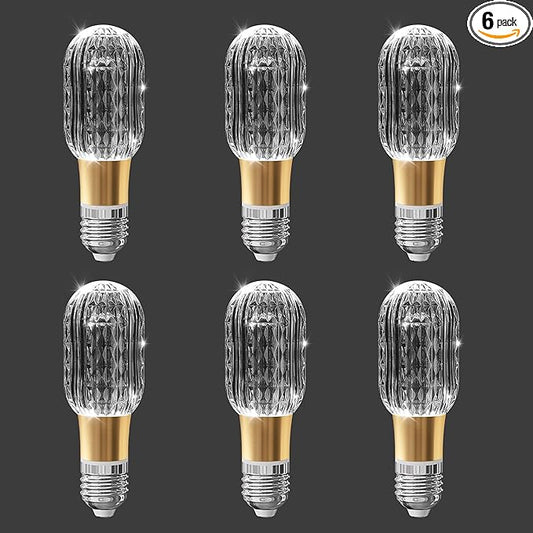 6pcs Acrylic Decorative E26 LED Light Bulbs 5w Equivalent 30 watt, Unique Fancy Light Bulb Soft White 6500k,Non-dimmable Lightbulbs for Living Room Dining Room,150 Lumens (B003-White-6500k, 6pcs)