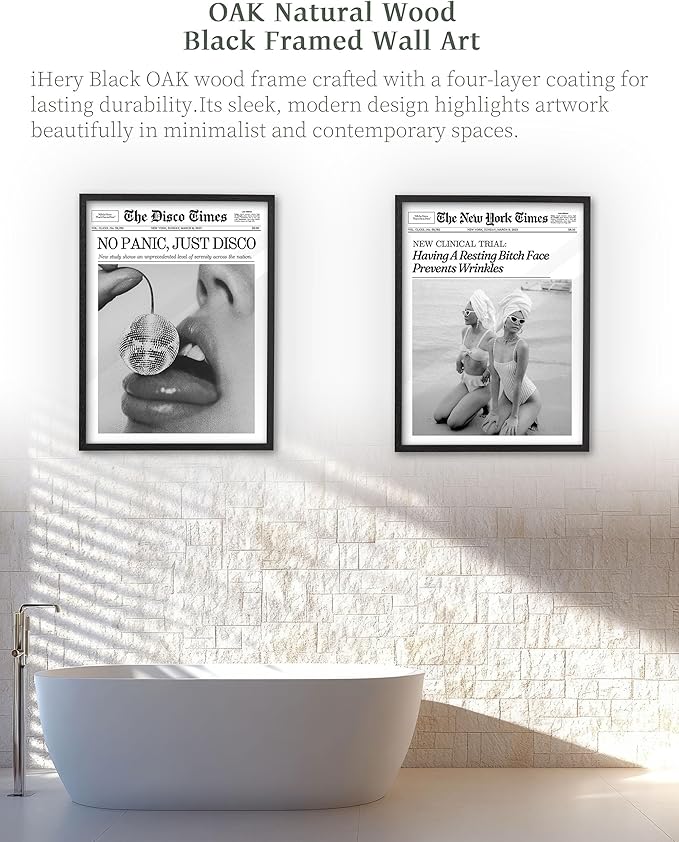 iHery Premium Natural Black OAK Wood 12x16in Having A Resting Face Prevents Wrinkles Trendy Framed Wall Art, Retro Hot Girls Canvas Wall Decor For Dorm Bedroom Living Room 1Pack