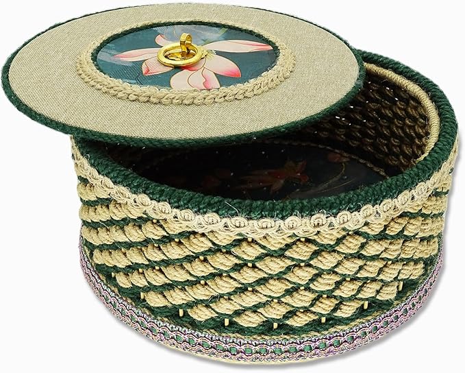 Zenpeace Wicker Basket, Round with Lid，Suitable For Hand-Woven Basket In Bedrooms, Kitchens, Bathrooms and Living Rooms, for Organizing and Decorating Projects, Storage Clothes and Various Items