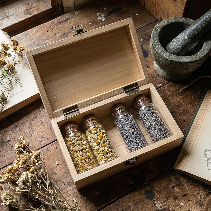 Keepsake Box 7.8" Vintage Wooden Box with Hinged Lid - Decorative Small Memory Chest for Women & Girls, Wooden Jewelry Box with Hand-Engraved Tree of Life