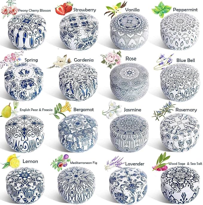 YOROXRG Scented Candles Gifts Set 16 Pack Soy Wax Travel Tin Jar Candles for Home 2.5 OZ for Mom for Christmas, Birthday, Thanksgiving, Mother's Day