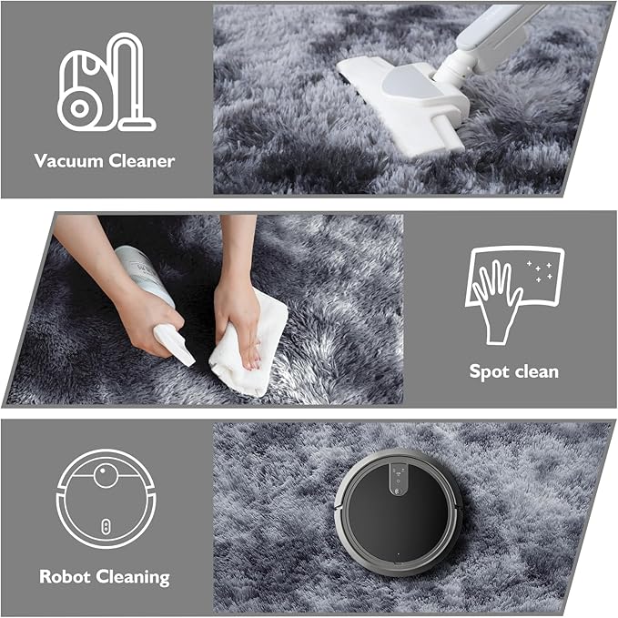 Tie-Dyed Black Fluffy Round Rug,Soft Area Rugs for Girls Room,Shaggy Rugs 4'X4' for Living Room,Non Slip Circle Rug for Kids Bedroom,Shag Plush Nursery Rug,Plush Carpet for Dorm,Cute Furry Room Decor