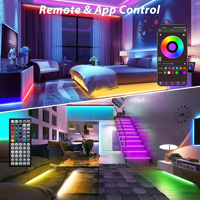 Ledagic 65.6 ft LED Lights for Bedroom Music Sync RGB LED Strip Lights with APP & Remote Control LED Lights for Room Home Party Christmas Wall Decor