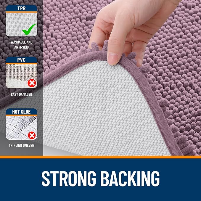 OLANLY Large Bathroom Rugs 40x24, Extra Soft Absorbent Chenille Bath Rugs, Rubber Backing Quick Dry, Machine Washable Bath Mats for Bathroom Floor, Tub and Shower, Home Decor Accessories, Deep Plum