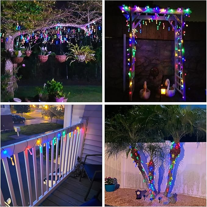 JMEXSUSS 2 Pack Solar String Lights Outdoor Waterproof, Total 41.6FT 60 LED Teardrop Water Drop Solar Lights, Multi Colored Christmas Lights for Outside Garden Patio Yard Tree Christmas Decorations