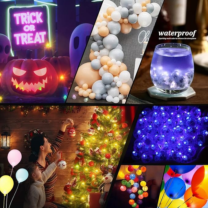 50pcs LED Purple Balloon Light, Round Led Mini LED Lights for Paper Lantern Balloon Indoor Outdoor Party Event Fun, Birthday Party Wedding Decoration Supplies