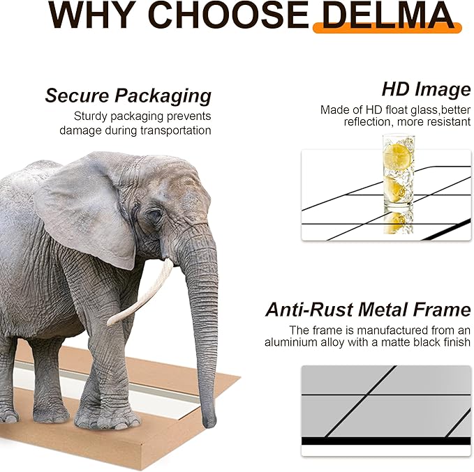 Delma Wall Mirror, 36"X24" Window Pane for Living Room Decor, Decorative Wall Art, Large Mirror for Bedroom, Hallway