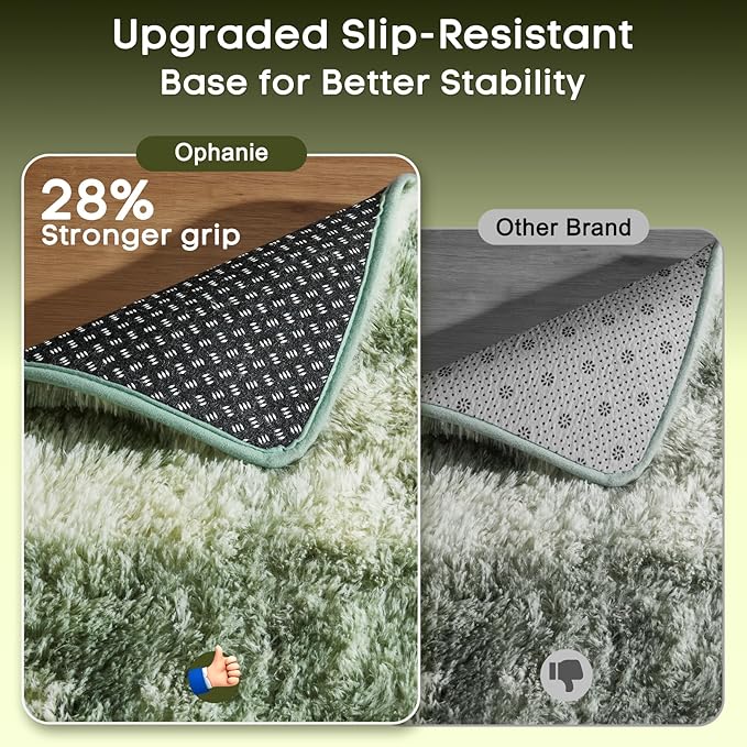 Ophanie Green and White Area Rugs for Living Room 8x10, Fluffy Shag Large Fuzzy Plush Soft Carpets, Floor Shaggy Rugs for Bedroom, Carpet for Kids Boys Girls Dorm Nursery Home Decor Aesthetic