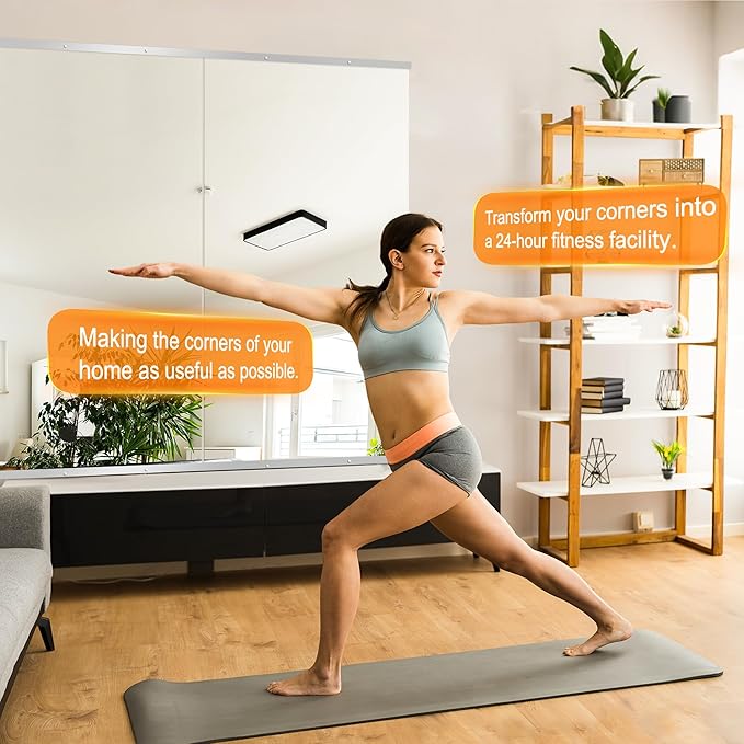 Delma Home Gym Mirror, 50''x25''x2PCS Silver Wall Mounted Large Frameless Tempered Glass Wall Mirror for Home Gym, Garage, Bedroom, Bathroom