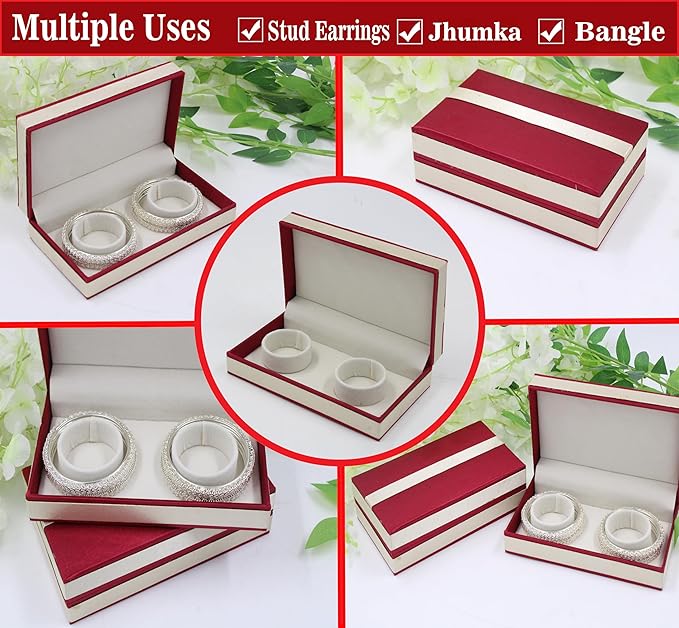 atorakushon Satin Bracelet Box Velvet Jewelry Bangle Box Storage Case Organizer Holder Display For Girl Women Proposal Wedding Valentine's Red Pack 1