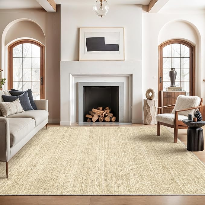 Valenrug Washable Rug 6x9 - Stain Resistant 6x9 Area Rugs for Living Room, Non Slip Backing Printed Rugs for Bedroom, Folable Machine Washable Area Rug (6'x9', Tan)